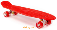 Скейтборд (пенни борд) красный, светящиеся колёса, 1295mi