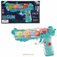 Пистолет игрушечный музыкальный, прозрачный, звук, свет, YJ-Q001